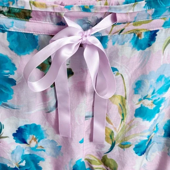 Papinelle Audrey Crop PJ Set pink blue floral cotton silk relaxed lightweight - Picture 11 of 13